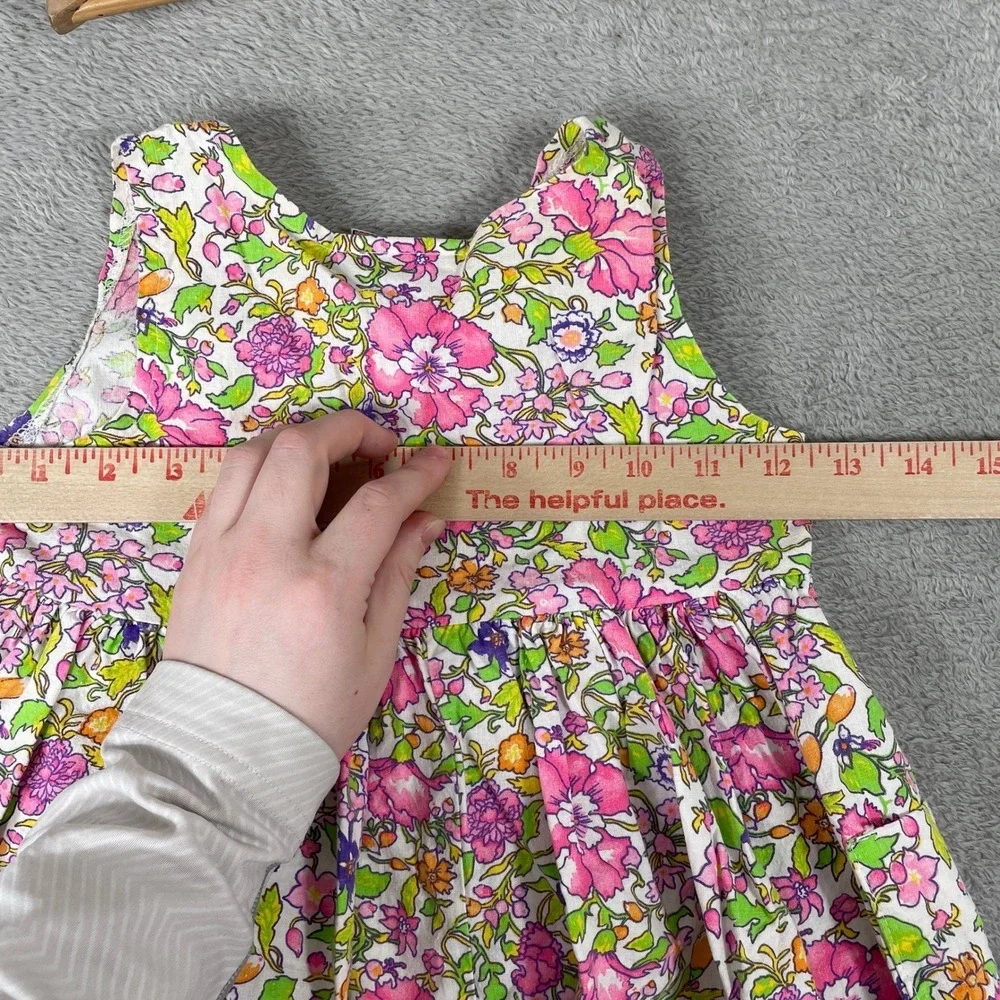 Vintage SWAT Kids Floral Dress Girls 4 Pink 90s Cotton Sleeveless Made in USA‎
